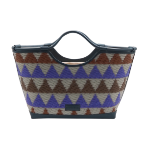 Lulu Basket Tote in Blue Triangle