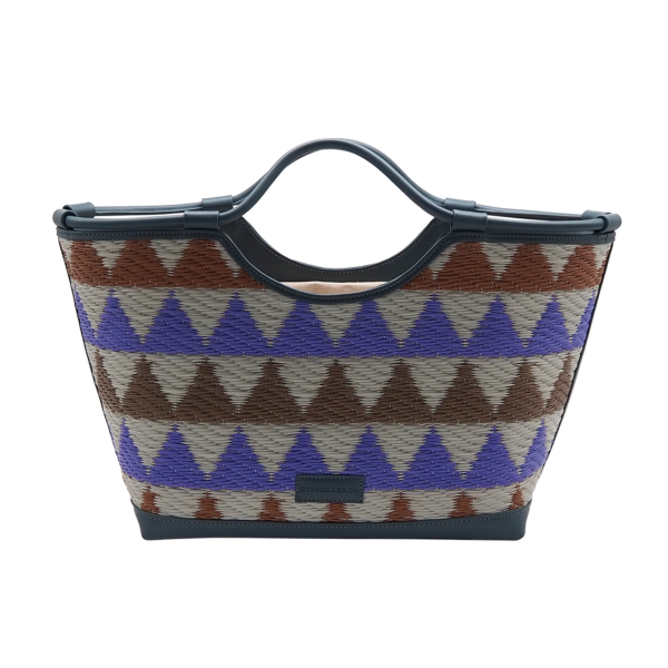Lulu Basket Tote in Blue Triangle