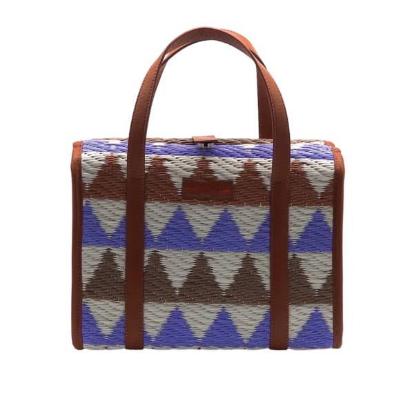 Nadia Small Vintage Tote in Blue Boho Triangle