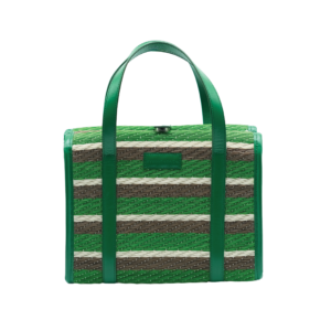 Nadia Small Vintage Tote in Green Stripe