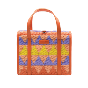 Nadia Small Vintage Tote in Orange Boho Triangle