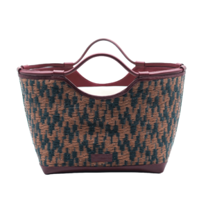 Lulu Basket Tote in Brown & Black Zigzag