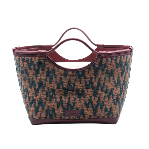 Lulu Basket Tote in Brown & Black Zigzag