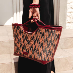 Lulu Basket Tote in Brown & Black Zigzag