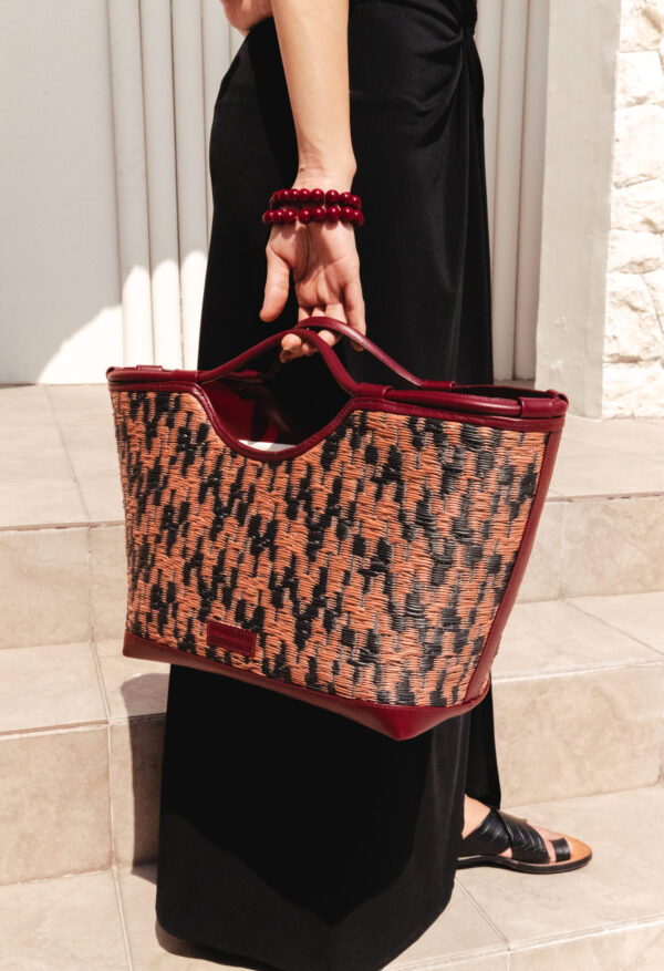 Lulu Basket Tote in Brown & Black Zigzag