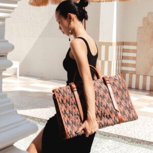 Nala Vintage Luggage in Black & Brown Zigzag