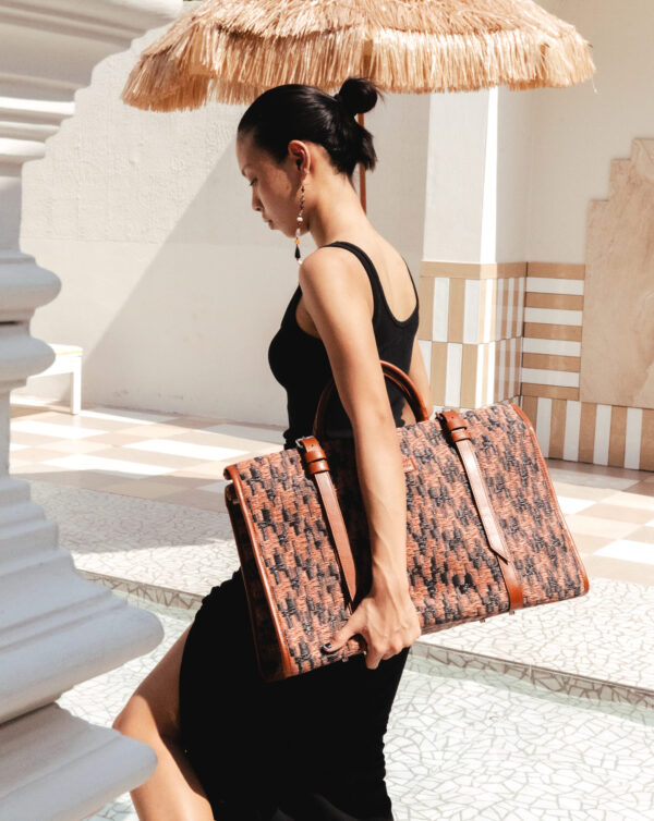 Nala Vintage Luggage in Black & Brown Zigzag