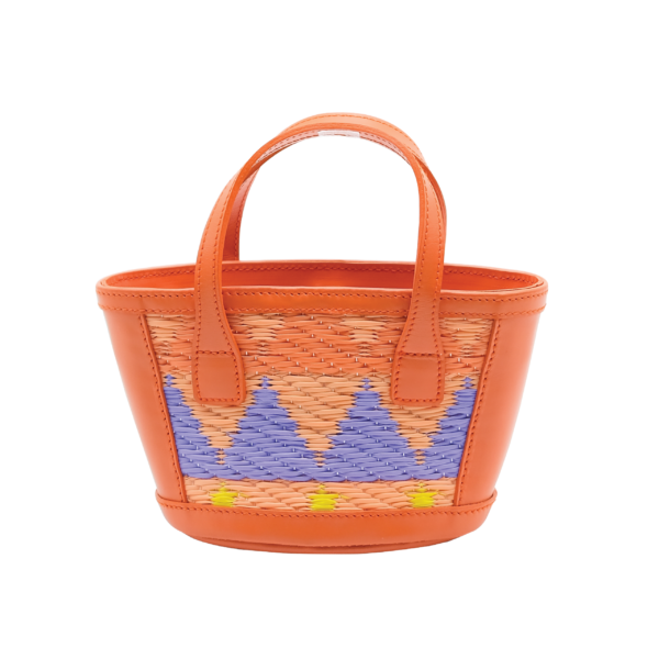 Zuri Mini Basket in Orange Boho Triangle